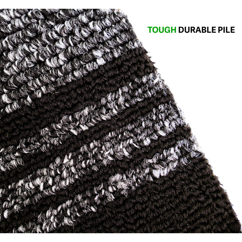 Tapis d'escalier de taille personnalisée Kasundra, Noir, Rectangle 9 po x 31,5 po