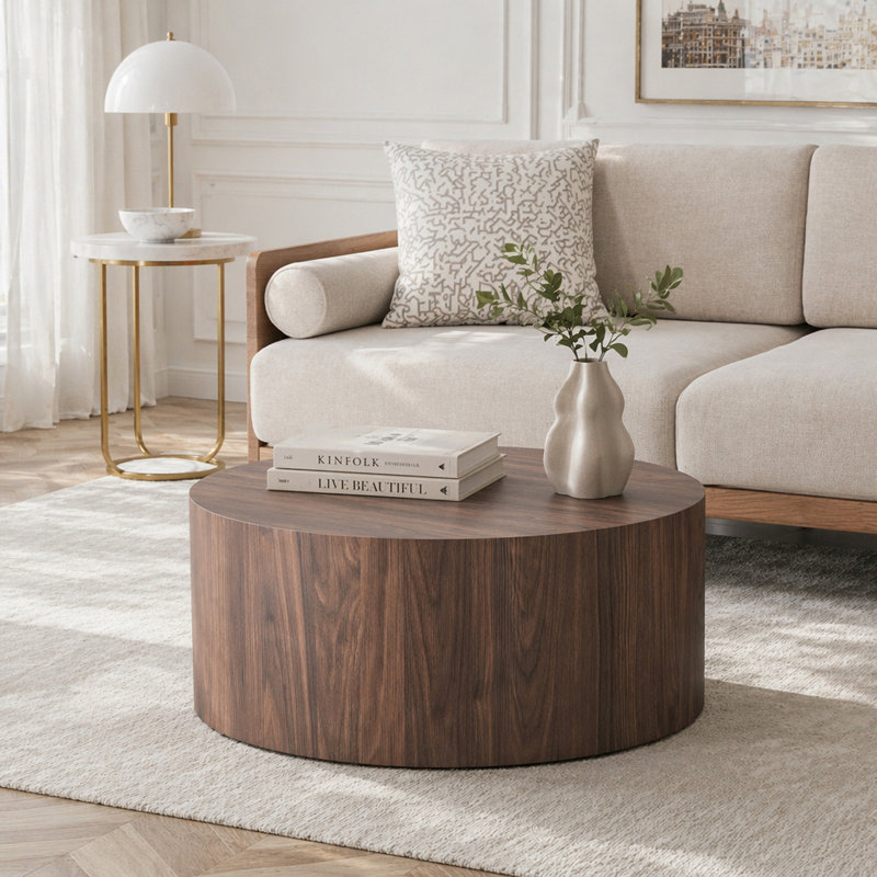 Table basse ronde, Noyer