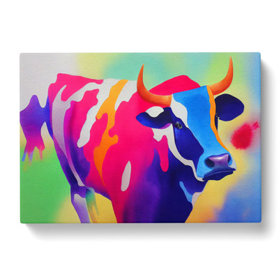 Colourful Cow Vol.5 Abstract - Wrapped Canvas