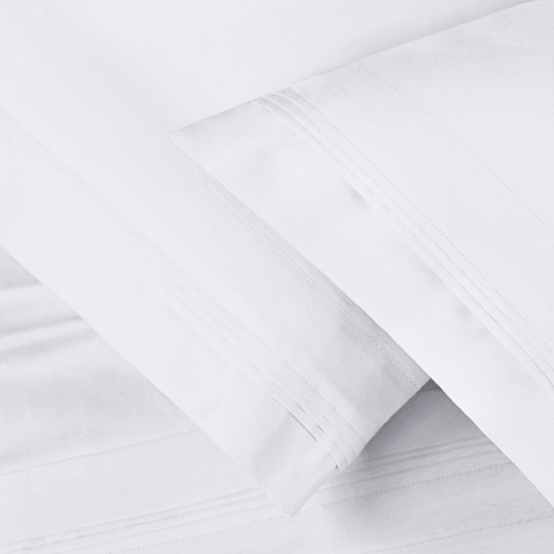 Aldin 650 Thread Count Certified Egyptian Cotton Solid Color Pillowcase Set, Standard, White