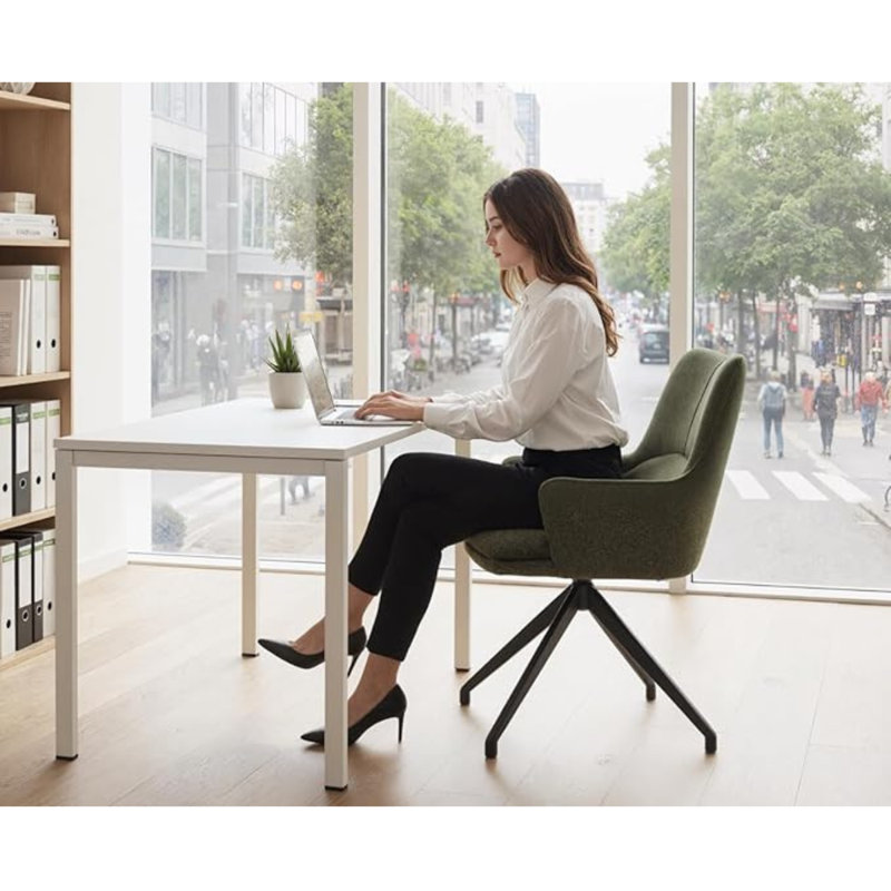 Wahson Office Chair in Chenille Modern Swivel Desk Chair Height-fixed Task Chair with Comfortable Backrest for Office Bedroom Workplace, Green