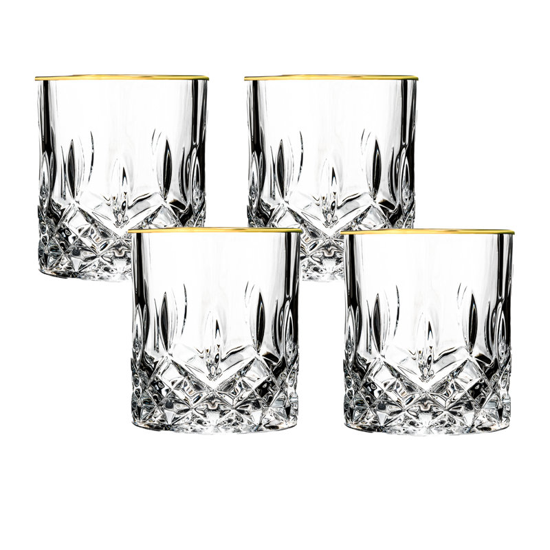 Opera 11oz Crystal Whiskey Glass Set with Gold Rim