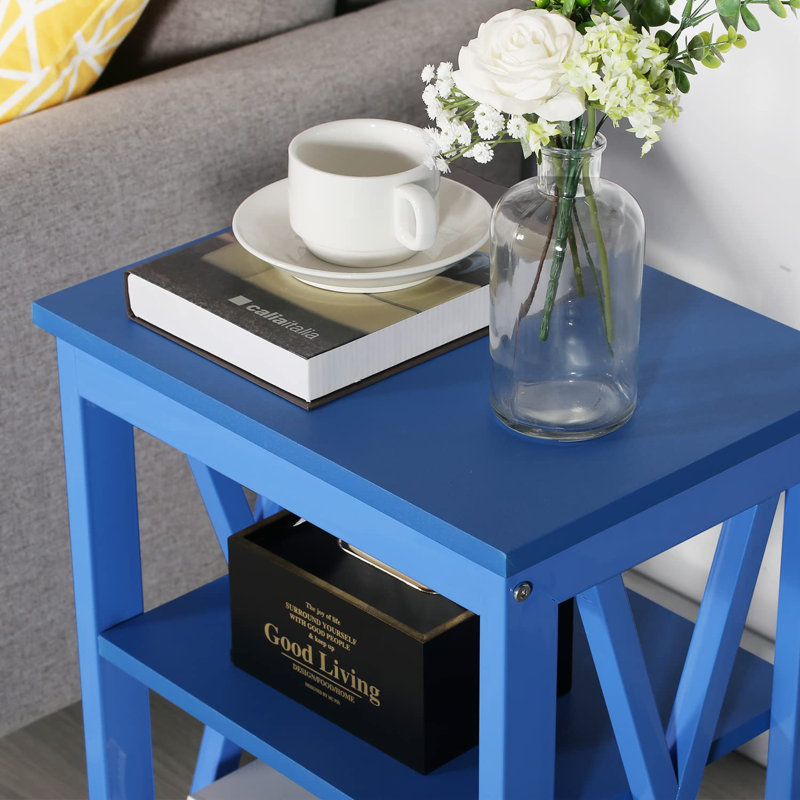Table de chevet Creative Castle Design, ensemble de table de bout polyvalent, assemblage facile, Bleu