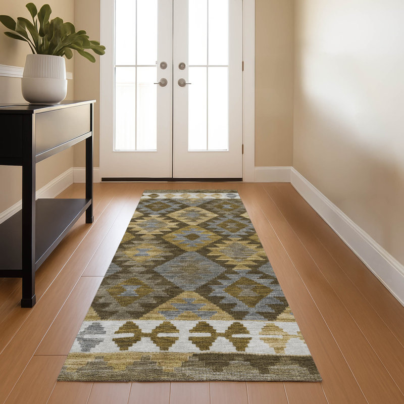 Premium Machine Washable Mayfield AMF1915 Tribal Rug, Runner 2'3" x 7'6"