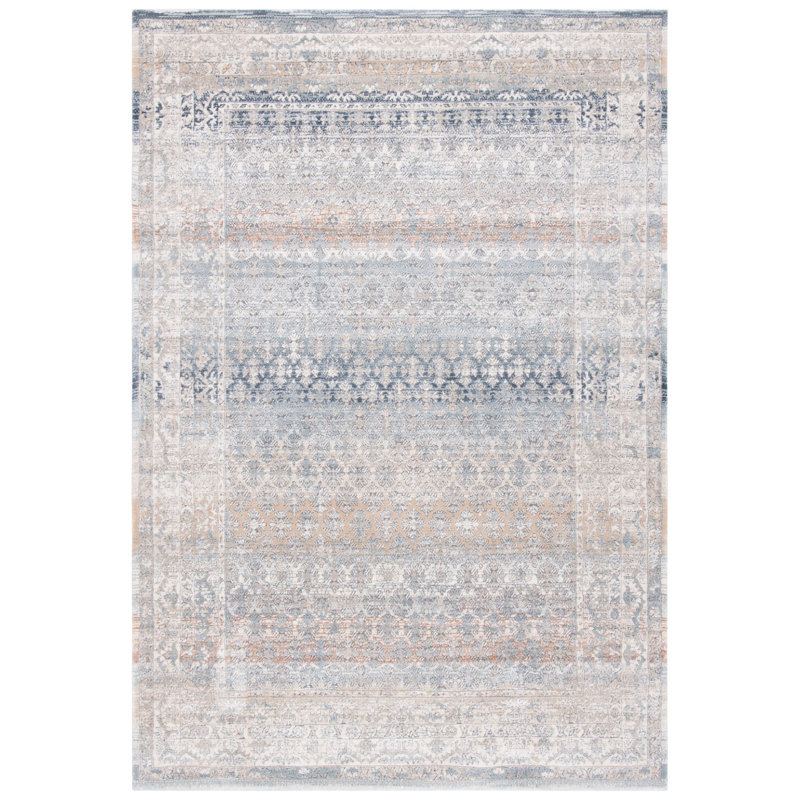Gray and Cream Hand-Knotted Wool Area Rug, 4' x 6'