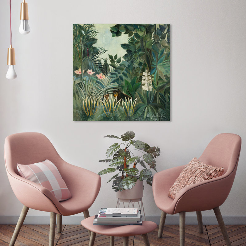 La jungle équatoriale par Rousseau - Peinture sur toile, H 24 po x l 24 po, Toile tendue