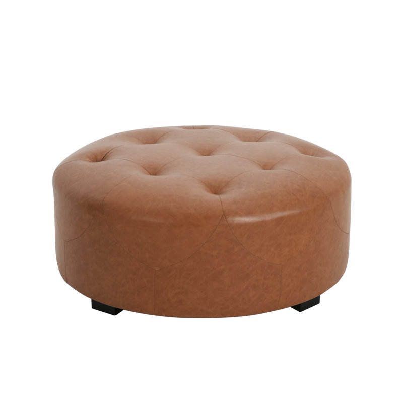 Upholstered Button Tufted Round Ottoman