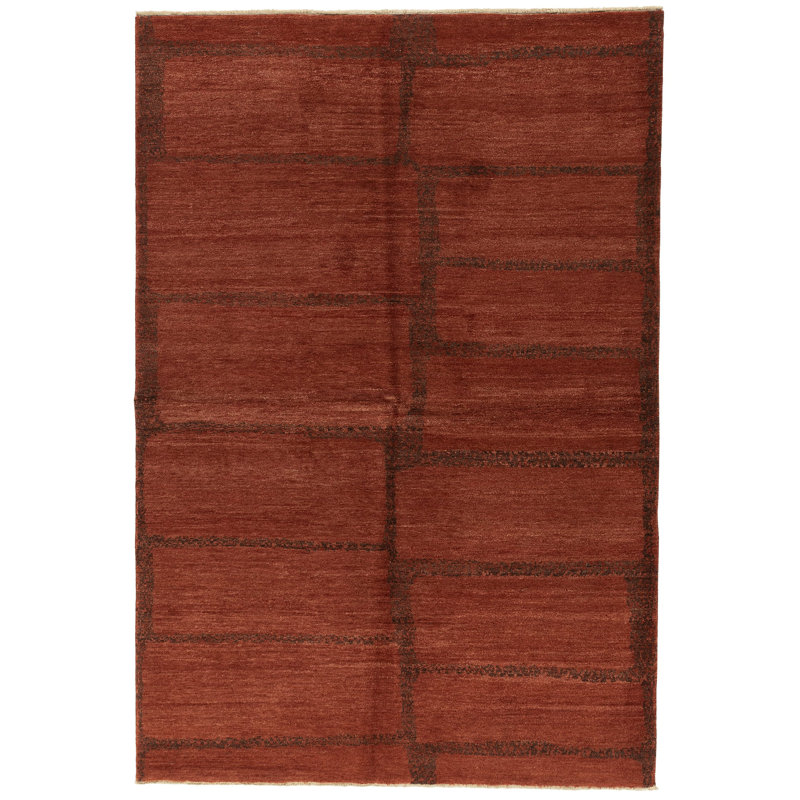 Primitive One-of-a-Kind Rectangle 6' X 9' Hand Knotted Area Rug