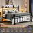 Metal Platform Bed Frame with Built-in Charging Station & LED Lights, Vintage Style Headboard and Footboard-977787659-977787668