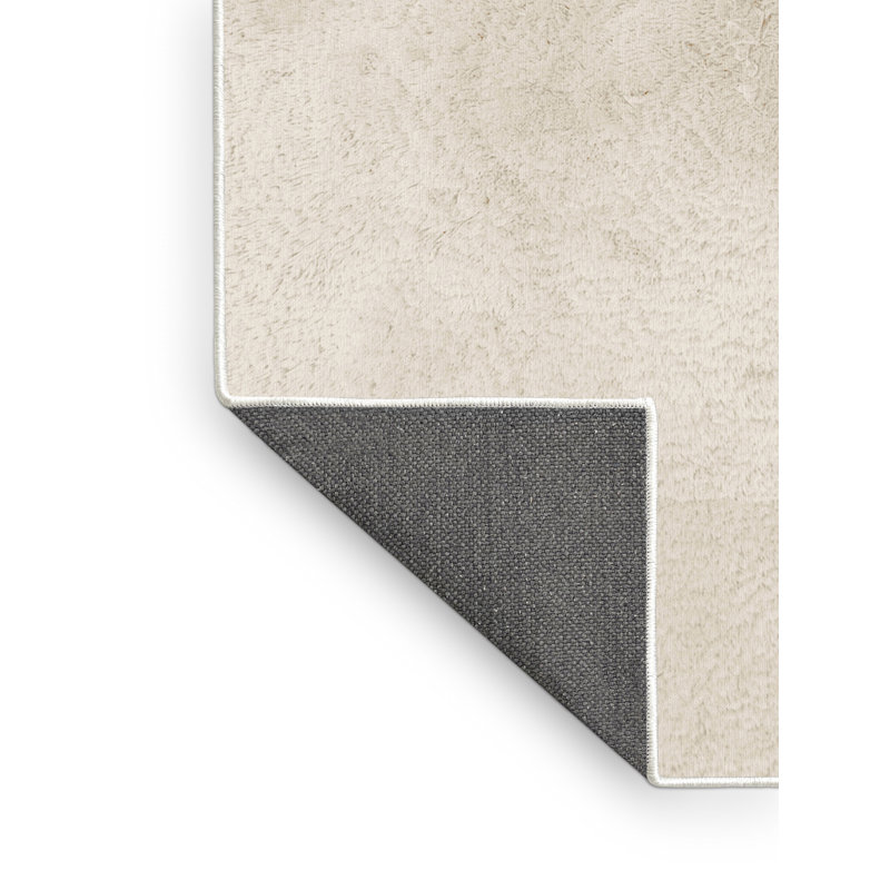 Soft Plush Esquibel New Years Modern & Contemporary Abstract Area Rug in Beige – White Binding, 8x12