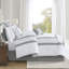 Édredon grand format brodé 8 pièces - Délices décoratifs, édredon blanc et gris, couvre-lits, taies décoratives, coussins décoratifs euro Lavable à la machine et motifs joyeux style transitionnel