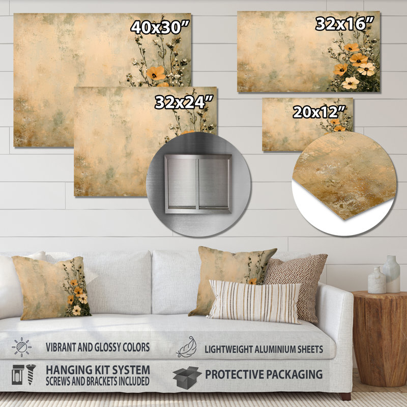 «Minimal Desert Blossom Daisy Glow», marguerite, impression murale sur métal, H 12 po x l 20 po x P 0,84 po