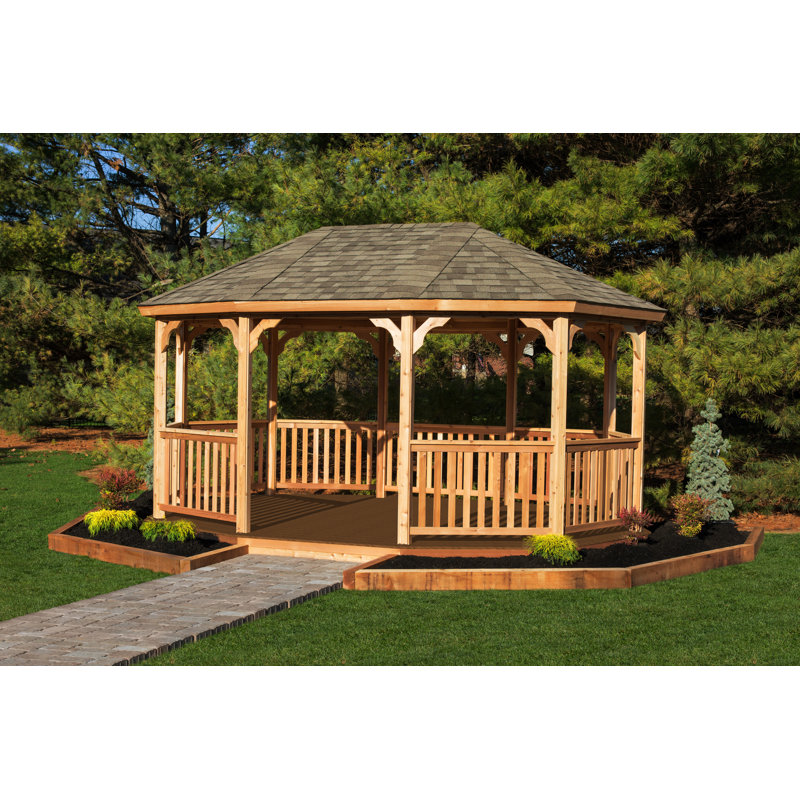 17.5 Ft. W x 12 FT. D Solid Wood Patio Gazebo