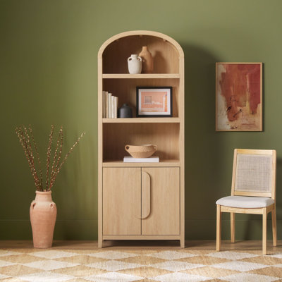 Sitarski 76" H x 30" W Modern Arched Bookcase with Statement Cabinet by Red Barrel Studio