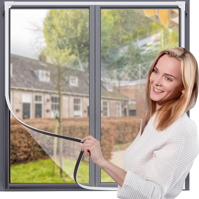 Magnetic Window Screen, Fly Screen For Windows Max Size 190 X 120CmFiberglass Mesh Easy Installation Prevents Insects/Flies/Mosquitoes From Entering The RoomWhite Frame With Grey Net