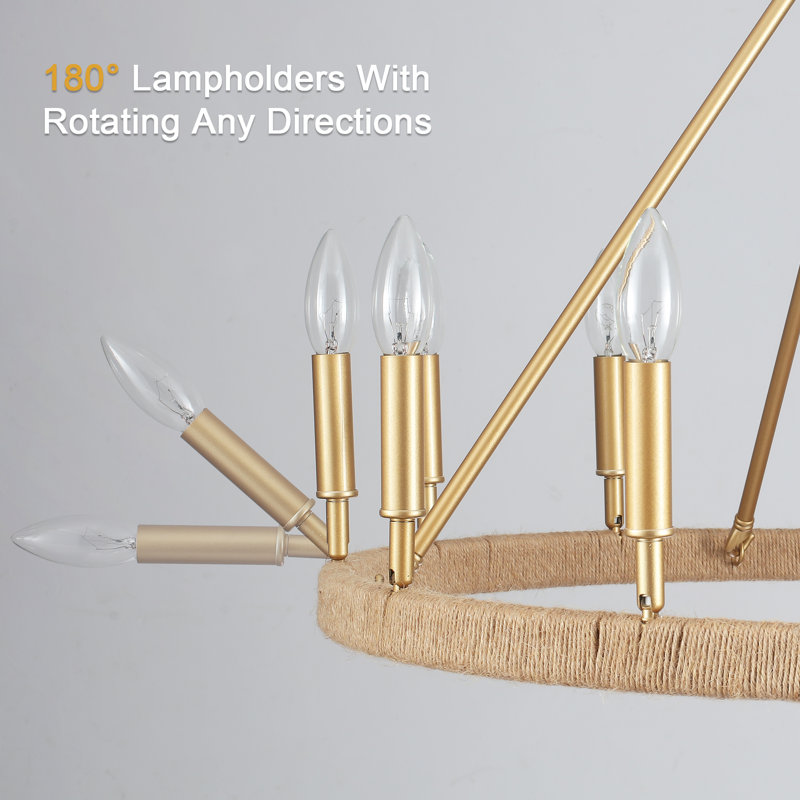 Hendon 12 - Light Dimmable Kitchen Island Wagon Wheel Chandelier, Gold, 12 - Lights