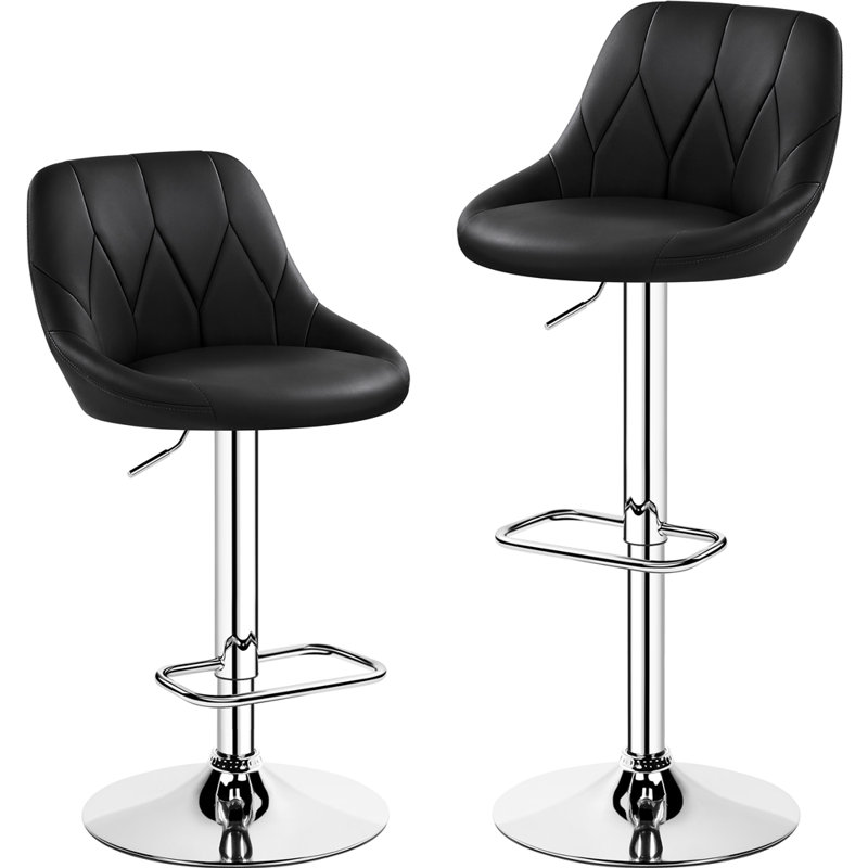 color Height Adjustable Swivel Bar Stool, Black
