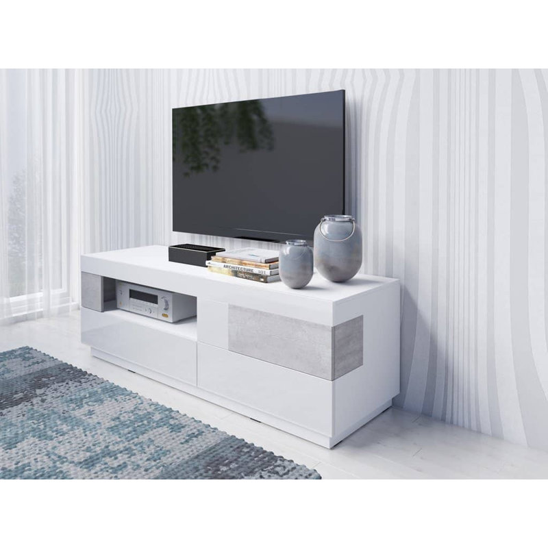 Burvin Unfinished TV Stand for TVs up to 60", White/Grey
