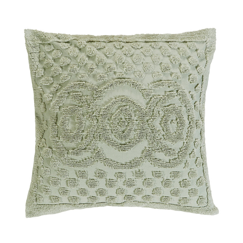 Heirloom 100% Cotton Chenille Tufted Euro Pillow Sham, Medallion Design, Soft Breathable Decorative Pillow Cover, OEKO-TEX Certified, Machine Washable, All-Season, 26" x 26", Sage