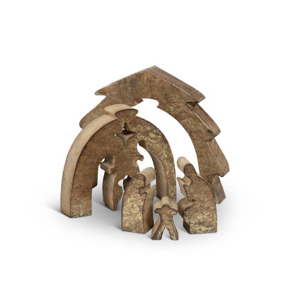 Gilded Wooden Nativity Puzzle Set