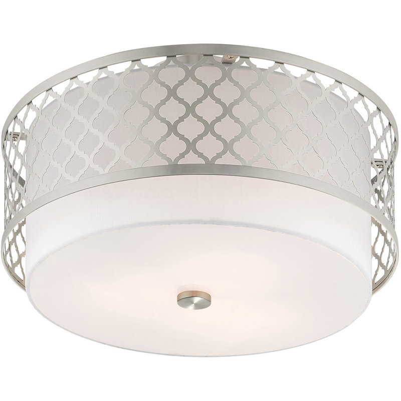 Plafonnier semi-encastré en tissu Pilirani, Nickel brossé