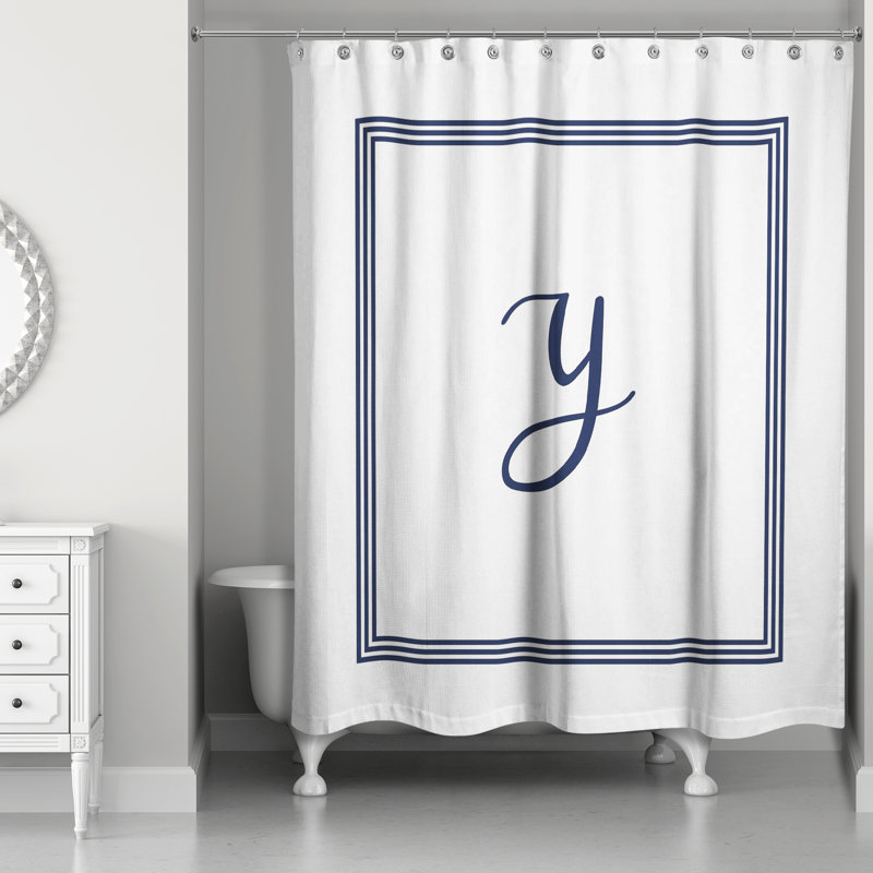 Rideau de douche simple , Y, Bleu marine