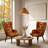 Accent Chairs Set Of 2, Comfy Upholstered Armchair With Metal Legs, High Backrest Living Room Chair, Wingback Chair Mid Century Modern For Living Room/Vanity/Bedroom, Brown-755288547-766954715