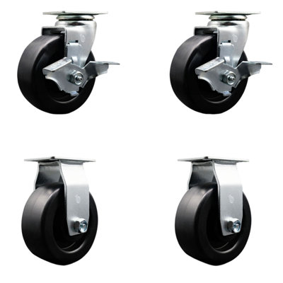 Tool Box Caster Wheel Set – 5 Inch Polyolefin Swivel Casters – SCC