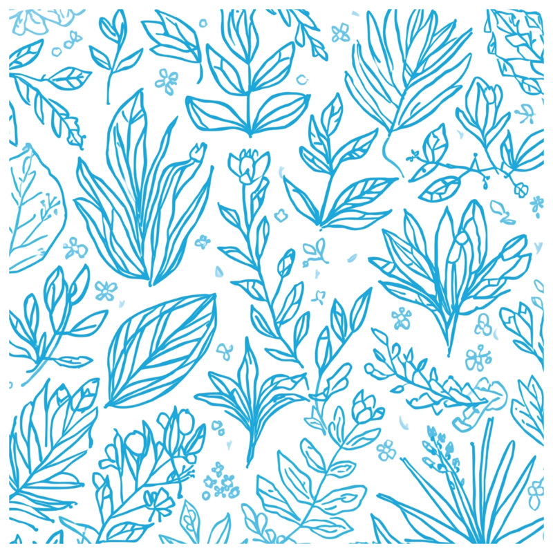 Tapisserie murale «Blue Botanical Line Art» - décoration murale botanique, 50 po H x 60 po L avec 4 œillets