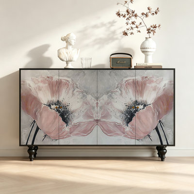 Four doors art French vintage sideboard cabinet