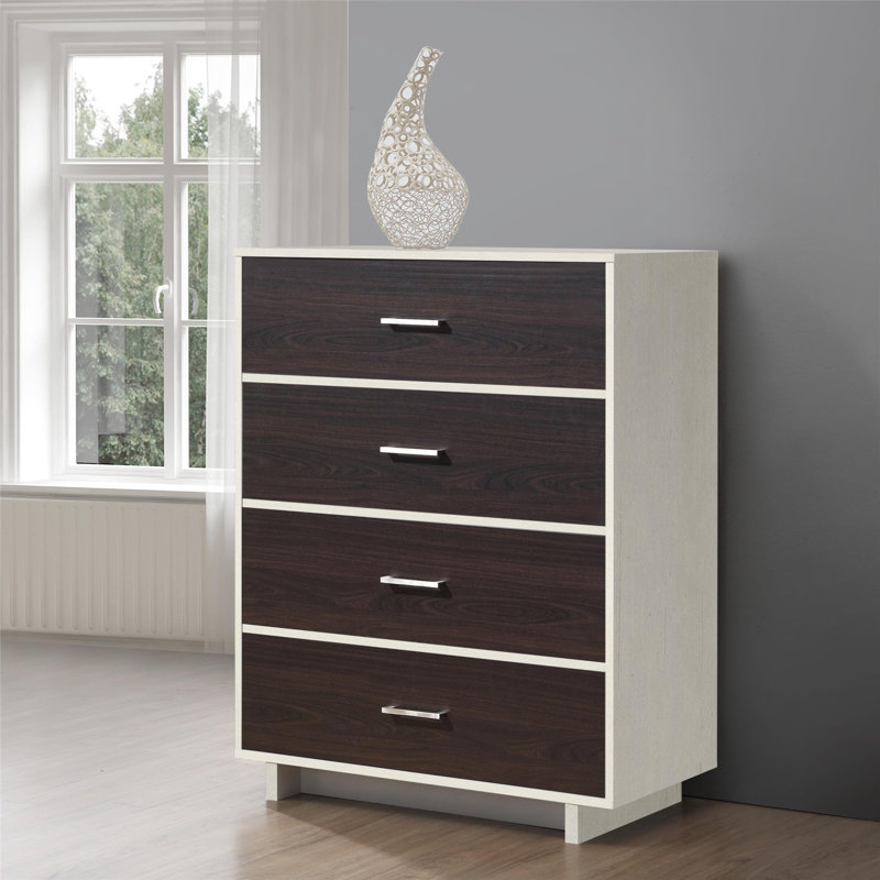 Edgemoore 76cm W 4 - Drawer Chest of Drawers, Vintage White/Espresso