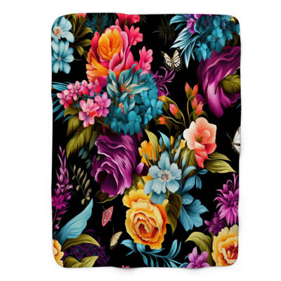 Botanical Beauty Flutter - 1 Piece Premium Sherpa Throw Blanket