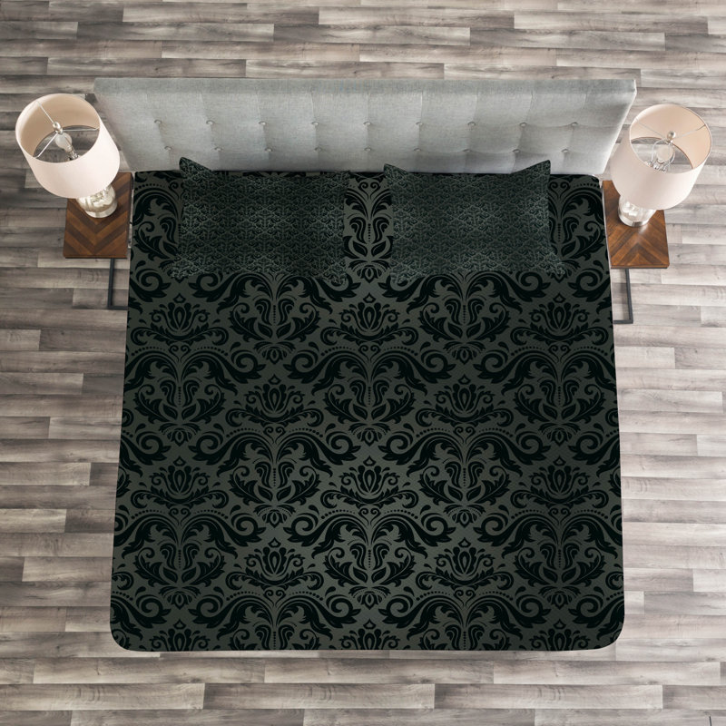 Adriane-Angel Dark Green Microfibre Bedspread Set, 220 x 264 cm