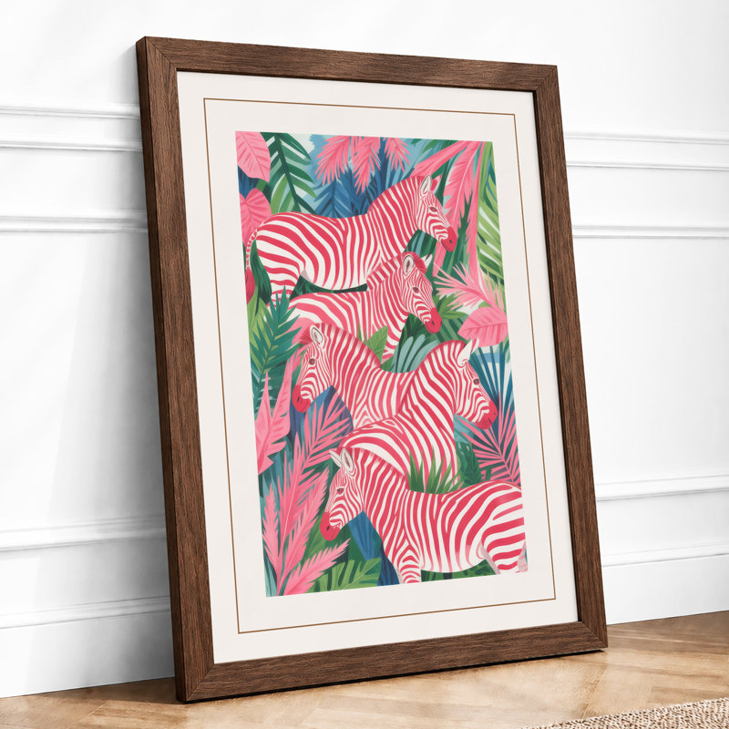 Zebra Pattern Tropical - Framed Print, Walnut, A1 - 84.1 x 59.4 cm