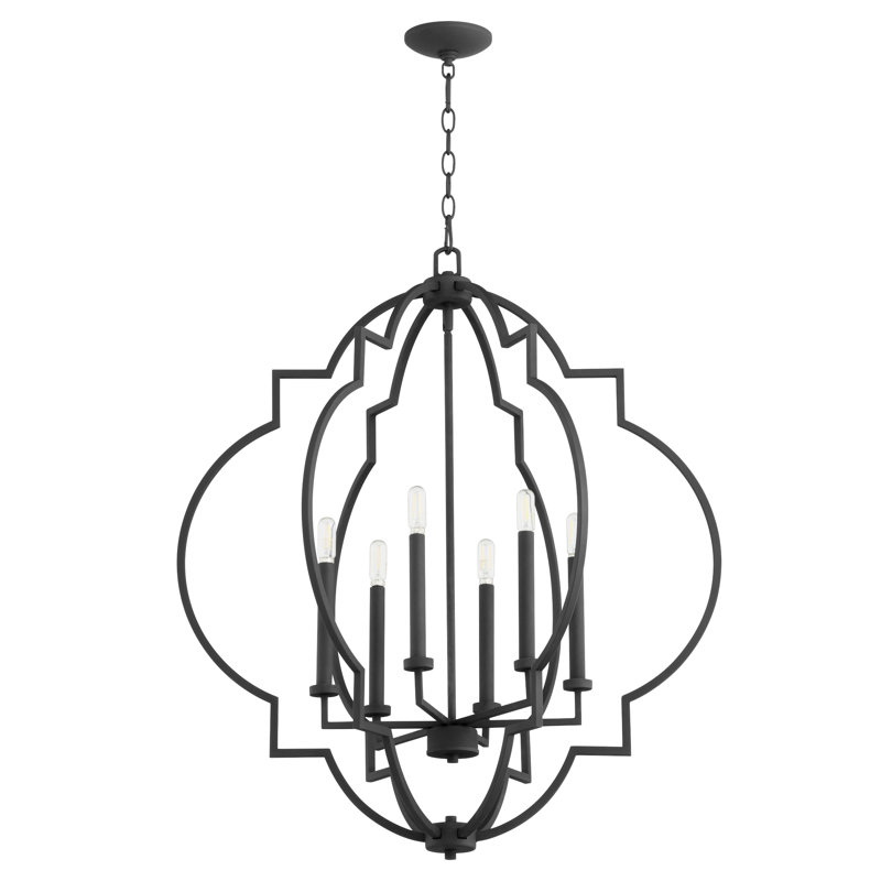 Dooley 6 - Light Dimmable Lantern Geometric Chandelier, Noir