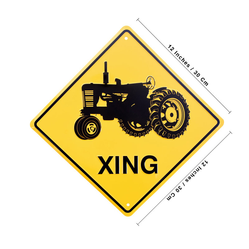 Warning Farm Tractor Crossing XING Road Street Caution Sign Rustic Wall Decor Warning Farm Tractor Crossing XING Road Street Caution Sign Rustic Wall Decor