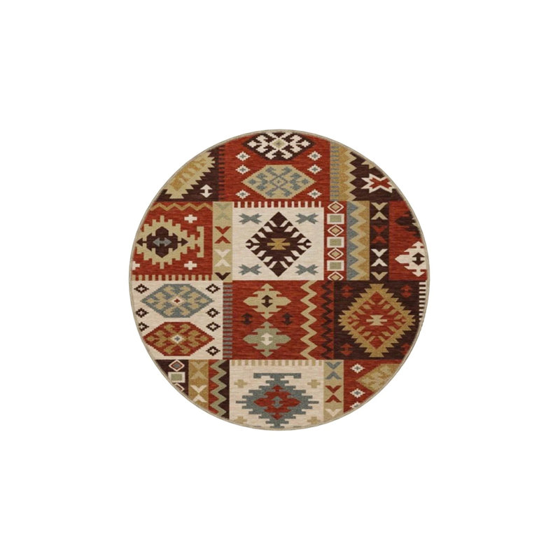 Geometric Patterned Decorative And Woven Based Washable Carpet, Rectangle 5'2" x 7'7"