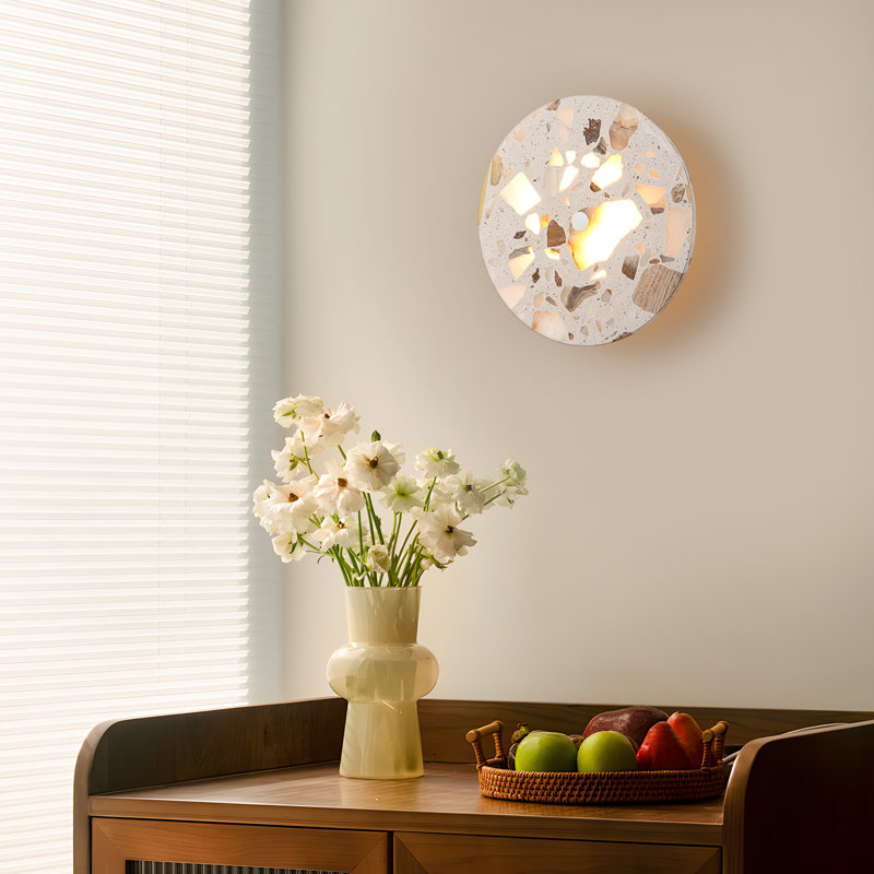 Modern 8.1" Hardwired Dimmable Integrated LED Terrazzo Flush Mount Wall Sconce