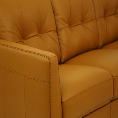 Camel Leather Sofa (Assembled)