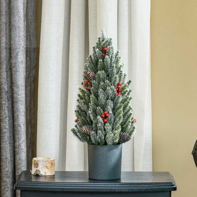 Artificial Christmas Tree, Holiday Decoration with Pine Cones and Berries