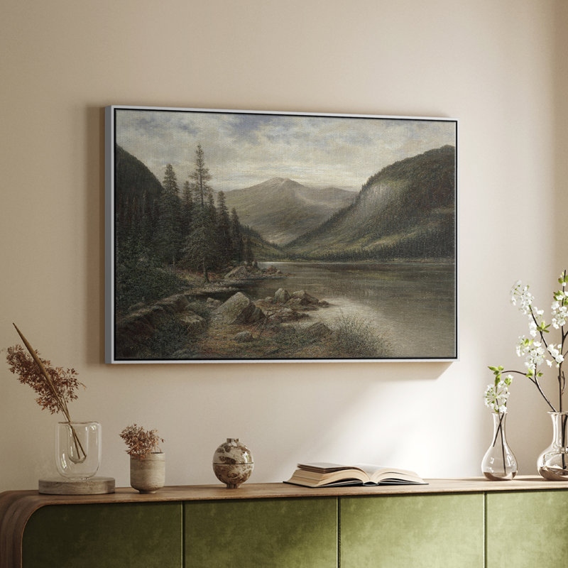 Paysage rétro - CDIL, H 25 po x l 37 po x P 2 po, Toile encadrée flottée blanche