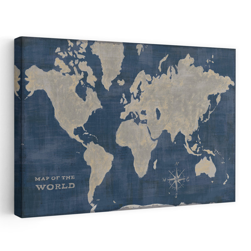 Compas mappemonde profond contemporain bleu gris blanc beige Compas, H 60 po x l 40 po