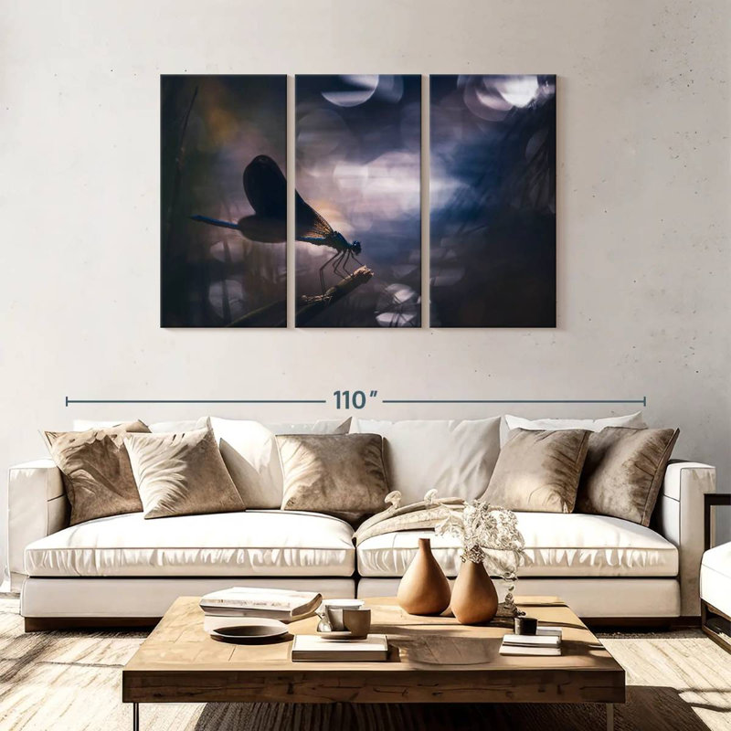 Brampt Blue Calopteryx Dragonfly, 48" H x 74" W