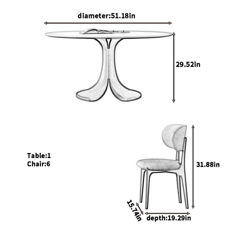 Combinaison de table et de chaise rétro minimaliste