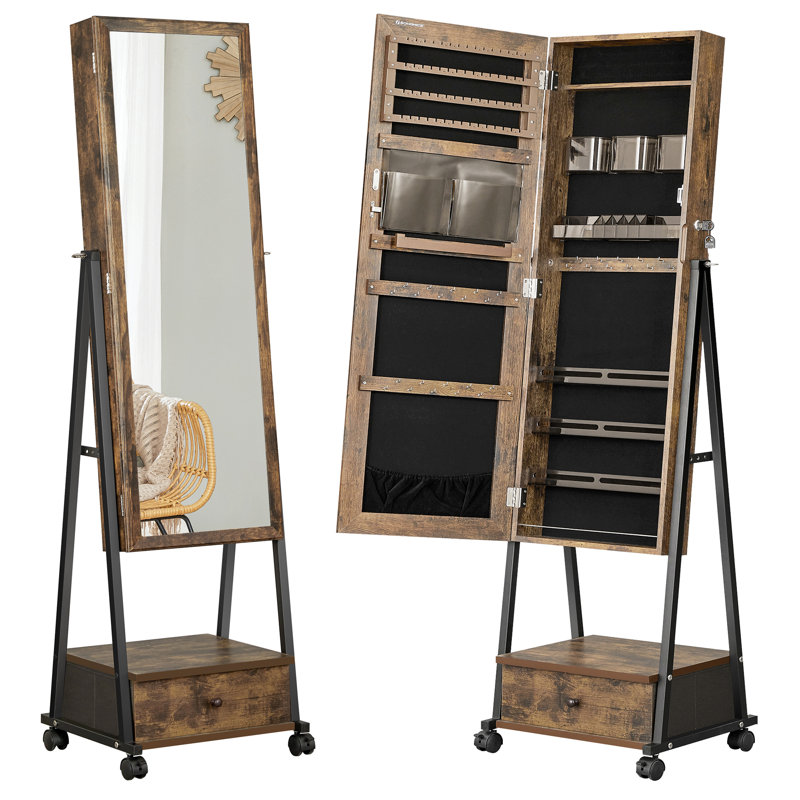 Armoire à bijoux avec miroir Enderlin, Brun