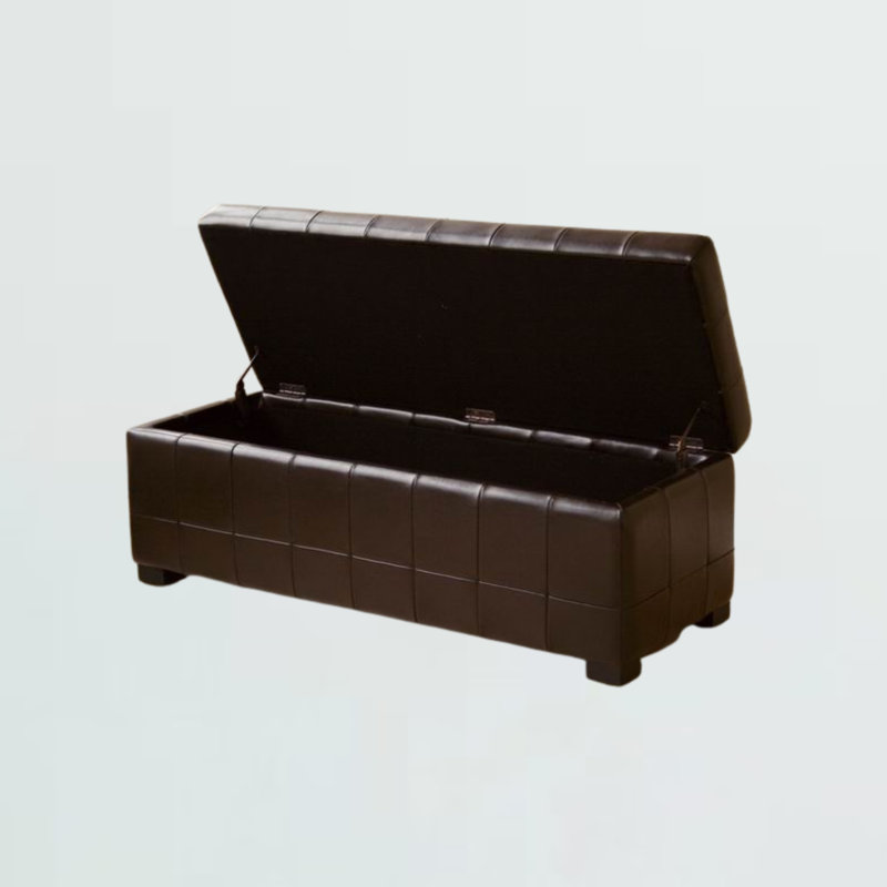 Kianda Brown Faux Leather Upholstered Storage Bench with Flip Top, 18'' H X 51'' W X 19'' D, Dark Brown