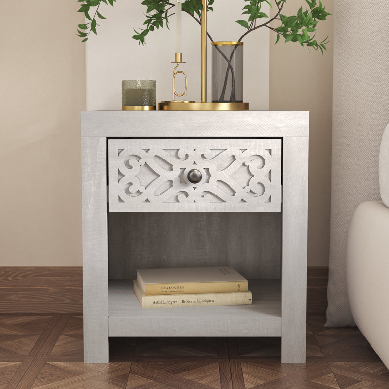 Lukas Modern 20.3'' H 1-Drawer Nightstand with Open Shelf, Dusty Gray Oak, Individual