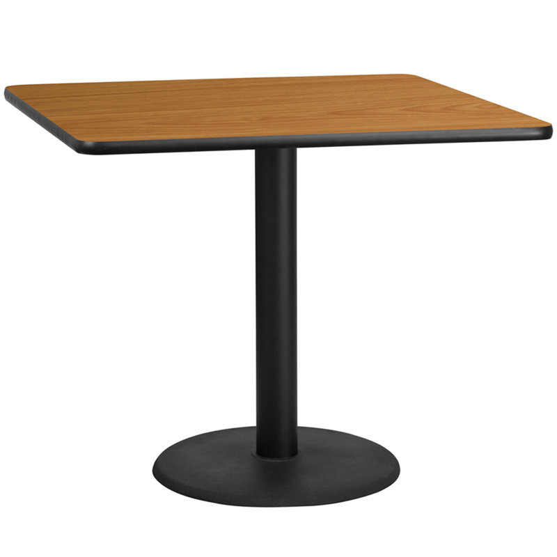 Jack Square Laminate Table Top with Round Table Height Base, 31.12" H x 42" W x 42" D, Natural