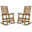 Ensemble de 2 chaises berçantes d'extérieur, chaise berçante de patio surdimensionnée et résistante aux intempéries, siège de véranda en poly haut dossier, capacité de poids de 350 lb pour la pelouse et le jardin, teck-1132546773-1289687574
