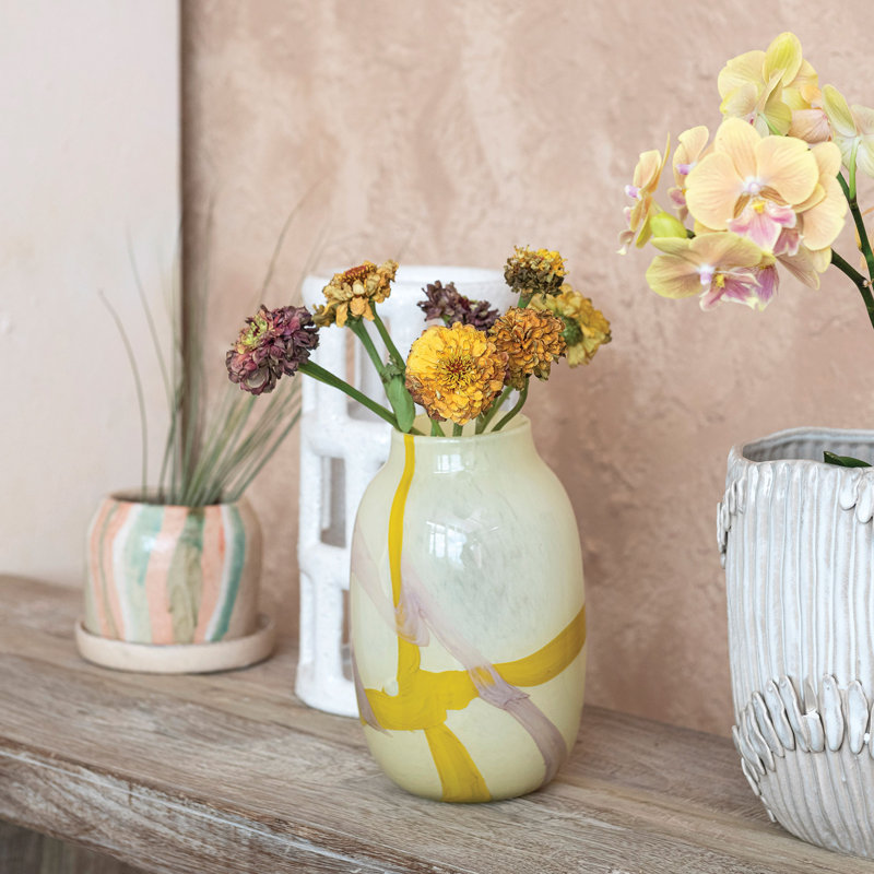 Vase décoratif en verre avec motif abstrait
